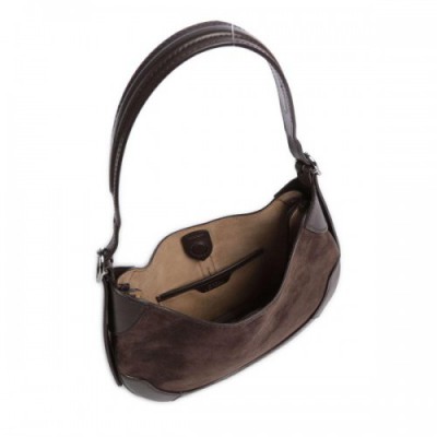 Polo Ralph Lauren ID Collection Hobo bag fine grain cow leather, brushed cow leather dark brown