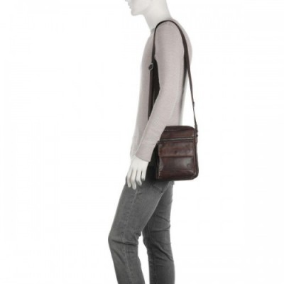 Spikes & Sparrow Apache Crossbody bag fine grain leather dark brown