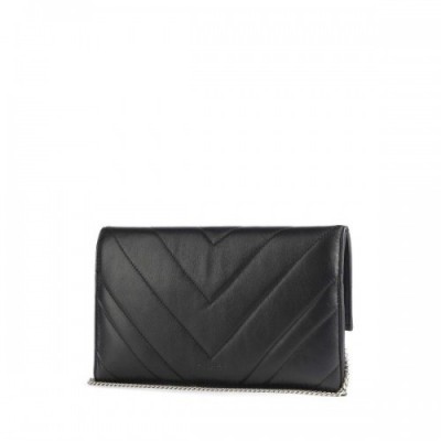 Patrizia Pepe Fly Quilted Crossbody bag goatskin leather black