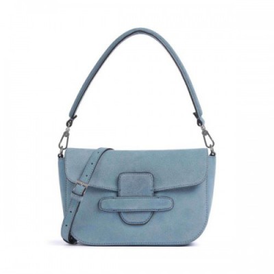 Abro Suede Camilla Shoulder bag brushed cow leather blue-grey