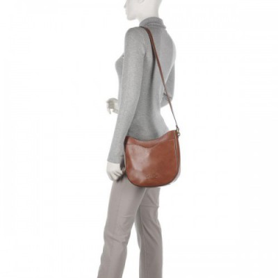 Giudi Crust Tracollina Crossbody bag fine grain cow leather brown