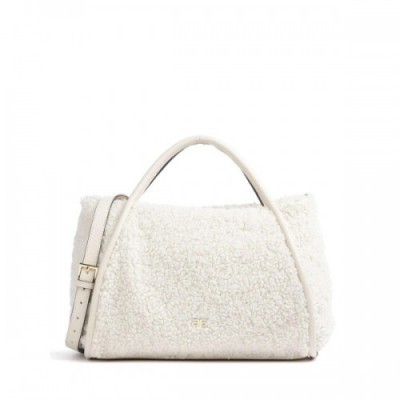 Abro Artico Willow Handbag fur, grained cow leather ivory