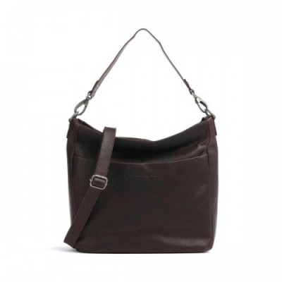 The Chesterfield Brand Cow Wax Pull Up Regina Hobo bag fine grain leather dark brown