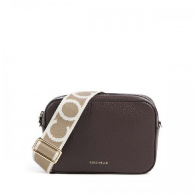 Coccinelle Tebe Crossbody bag grained leather dark brown