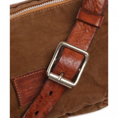 Campomaggi Fanny pack cotton, grained cow leather cognac