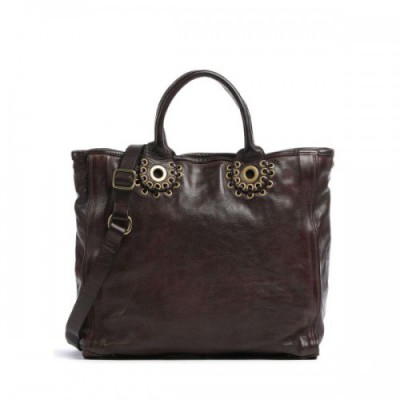 Campomaggi Handbag grained cow leather dark brown