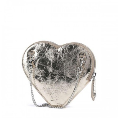 Vivienne Westwood New Heart Metallic Crinkle Crossbody bag leather gold