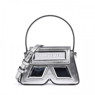 Karl Lagerfeld Ikon K Crossbody bag fine grain leather silver