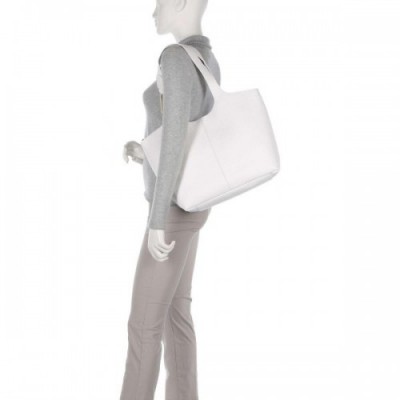 Coccinelle Brume Tote bag grained leather white