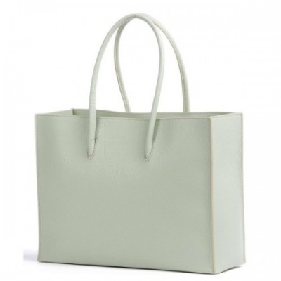 Coccinelle Myrtha Maxi Logo Tote bag grained leather mint green