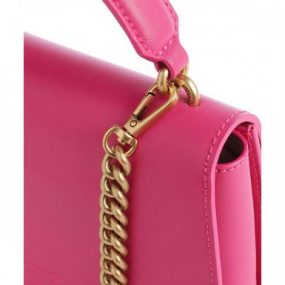 Pinko Love One Mini Crossbody bag fine grain cow leather pink