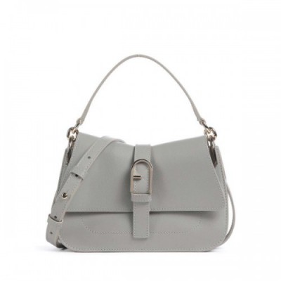 Furla Flow Mini Crossbody bag fine grain leather grey