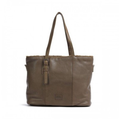 FredsBruder Inside Out Tote bag grained leather olive-green