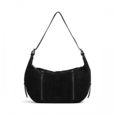 Núnoo Suede Small Stella Hobo bag brushed leather black