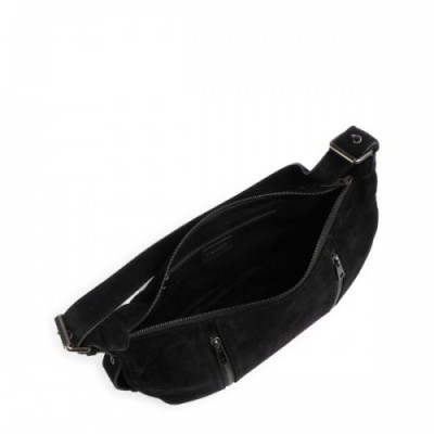 Núnoo Suede Small Stella Hobo bag brushed leather black