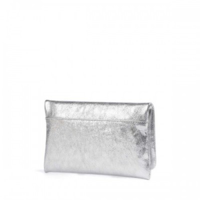 Abro Mimosa Strass Clutch bag grained cow leather silver