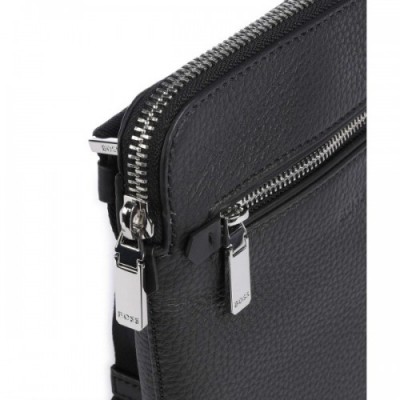 BOSS Crosstown Crossbody bag grained cow leather black