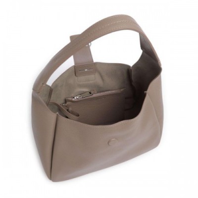 Emporio Armani Mary-O Hobo bag grained leather taupe