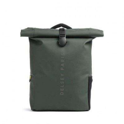 Delsey Paris Turenne Soft Rolltop backpack 15″ recycled polyurethane dark green