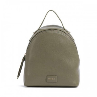 Coccinelle Voile Backpack grained leather olive-green