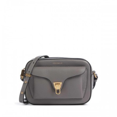 Coccinelle Beat Soft Crossbody bag grained cow leather grey