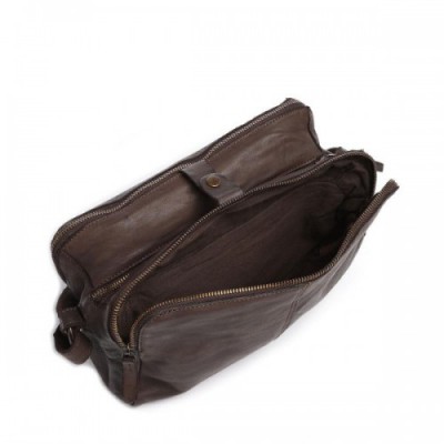 Harold's Submarine Crossbody bag grained leather dark brown