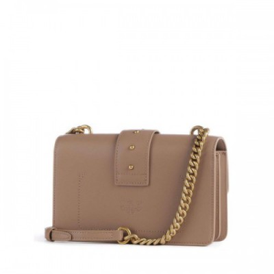 Pinko Love One Mini Crossbody bag softly grained calfskin light brown