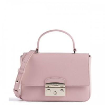 Furla Metropolis Mini Crossbody bag fine grain leather antique pink