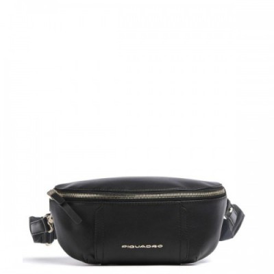 Piquadro Circle Fanny pack fine grain cow leather black