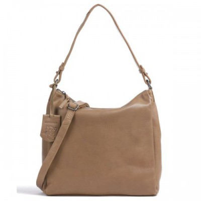 Burkely Just Jolie Hobo bag grained leather khaki