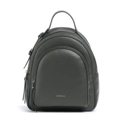 Coccinelle Malory Backpack grained leather dark green