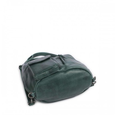 FredsBruder My Old Friend Hybrid Backpack bag grained leather dark green