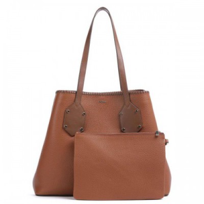 BOSS Ivy Tote bag grained leather brown