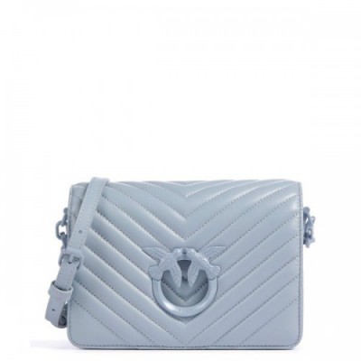 Pinko Love Click Mini Crossbody bag sheepskin leather light blue