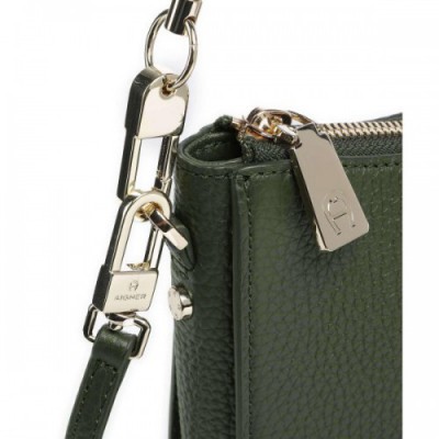 Aigner Ivy S Shoulder bag grained cow leather dark green