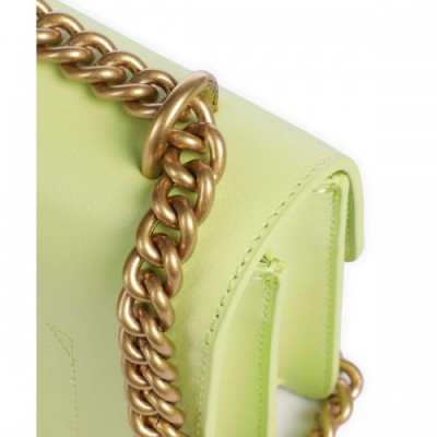 Pinko Love One Mini Shoulder bag fine grain cow leather light green