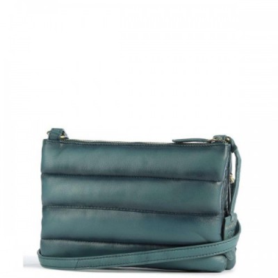 Burkely Drowsy Dani Crossbody bag fine grain leather petrol