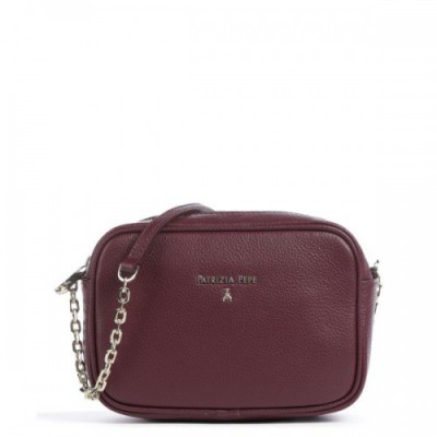 Patrizia Pepe Crossbody bag grained calfskin aubergine