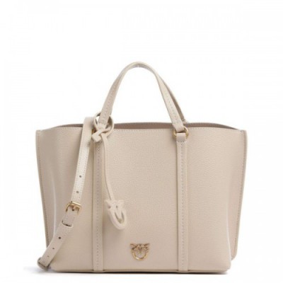 Pinko Carrie Classic Handbag grained leather beige