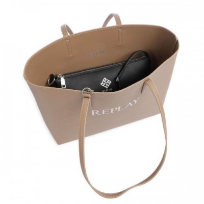 Replay Tote bag synthetic beige