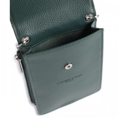 Lancaster Foulonne PM Phone bag grained cow leather dark green