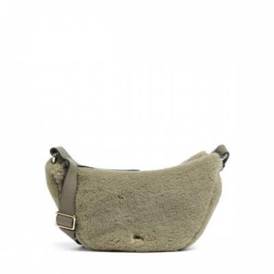 Abro Shearling By My Side Crossbody bag fur, grained cow leather green