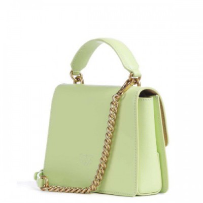 Pinko Love One Mini Crossbody bag fine grain cow leather light green