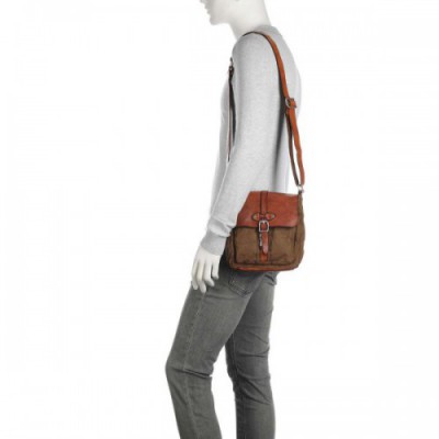 Campomaggi Crossbody bag cotton, grained cow leather cognac