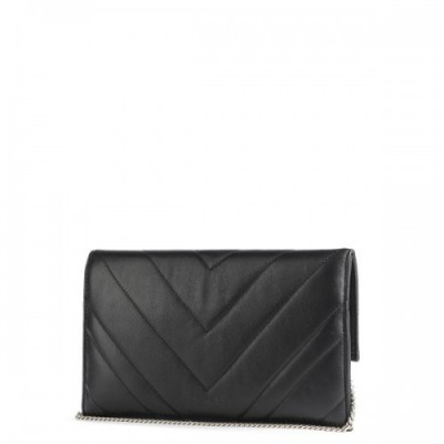 Patrizia Pepe Fly Quilted Crossbody bag goatskin leather black