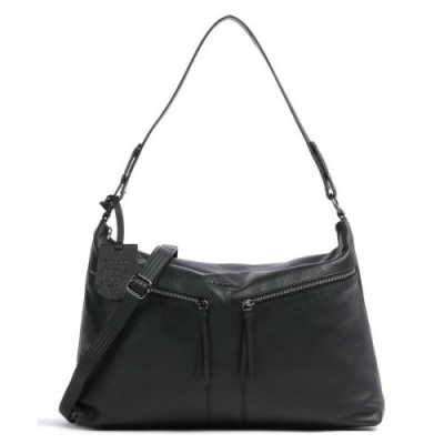 Burkely Rock Ruby Hobo bag grained leather black