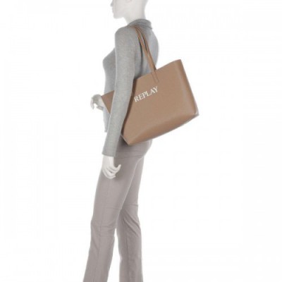 Replay Tote bag synthetic beige