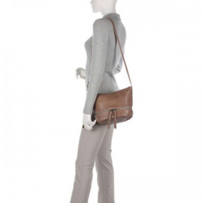 FredsBruder Run Around Crossbody bag grained leather taupe