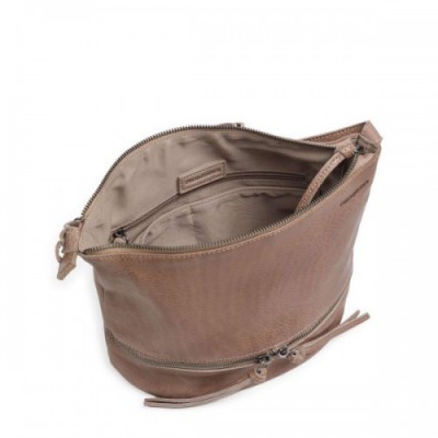 FredsBruder Run Around Crossbody bag grained leather taupe