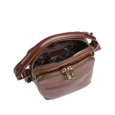 Giudi Crossbody bag grained leather brown